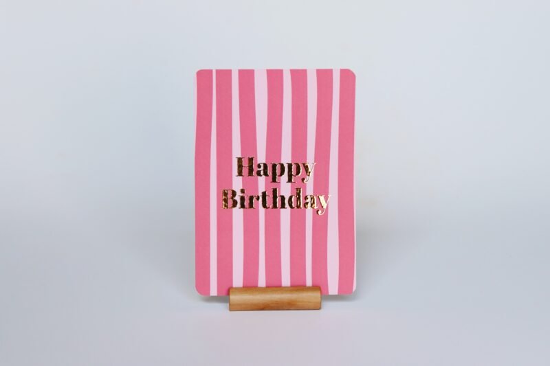 Ansichtkaart Happy Birthday roze