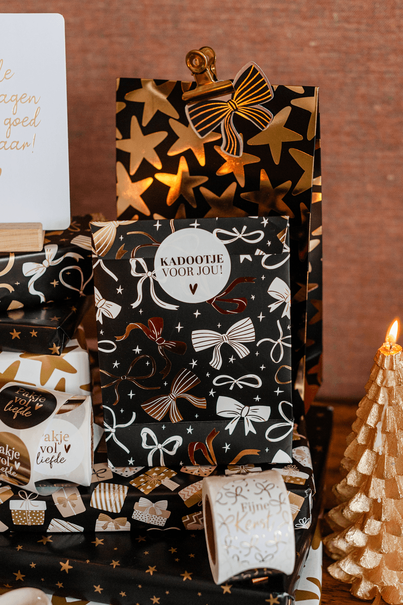 Blokbodemzak Black Bows - 5 stuks - Afbeelding 2