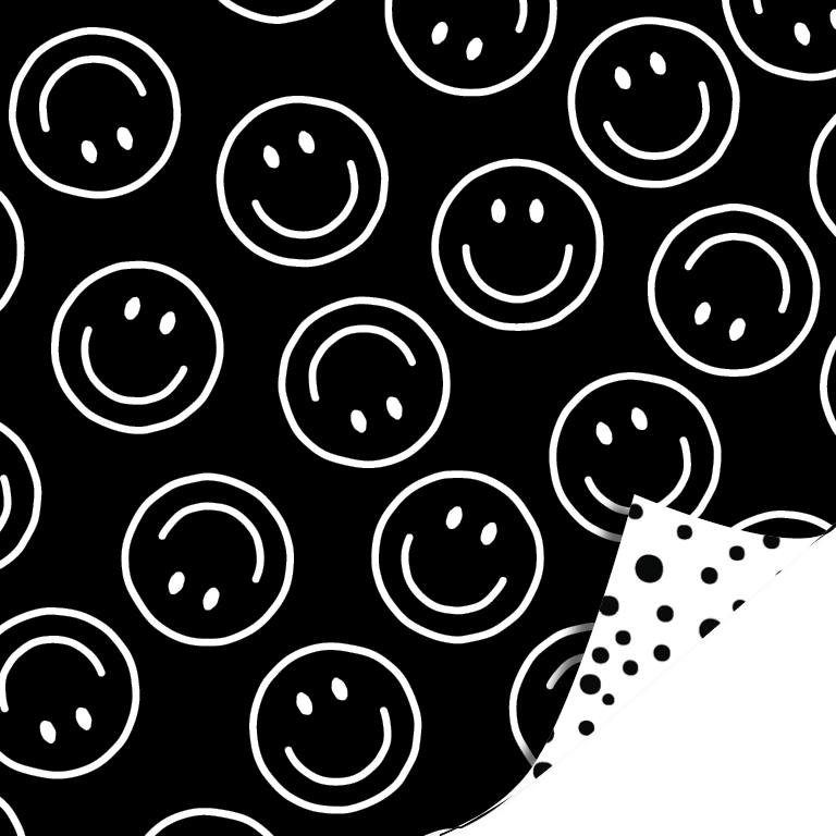 Cadeaupapier Smiley zwart/wit