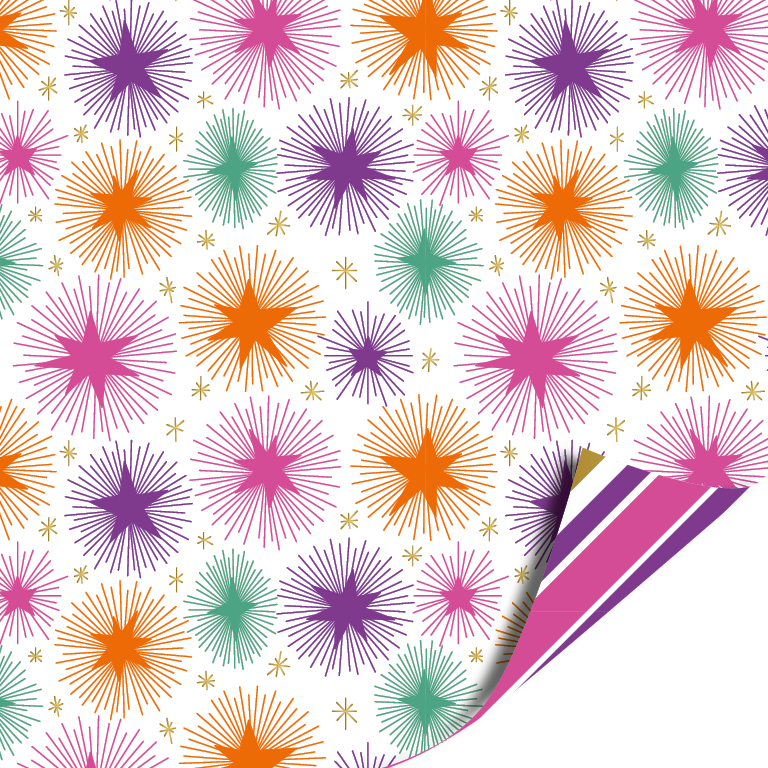 Cadeaupapier Kerst sterren kleur