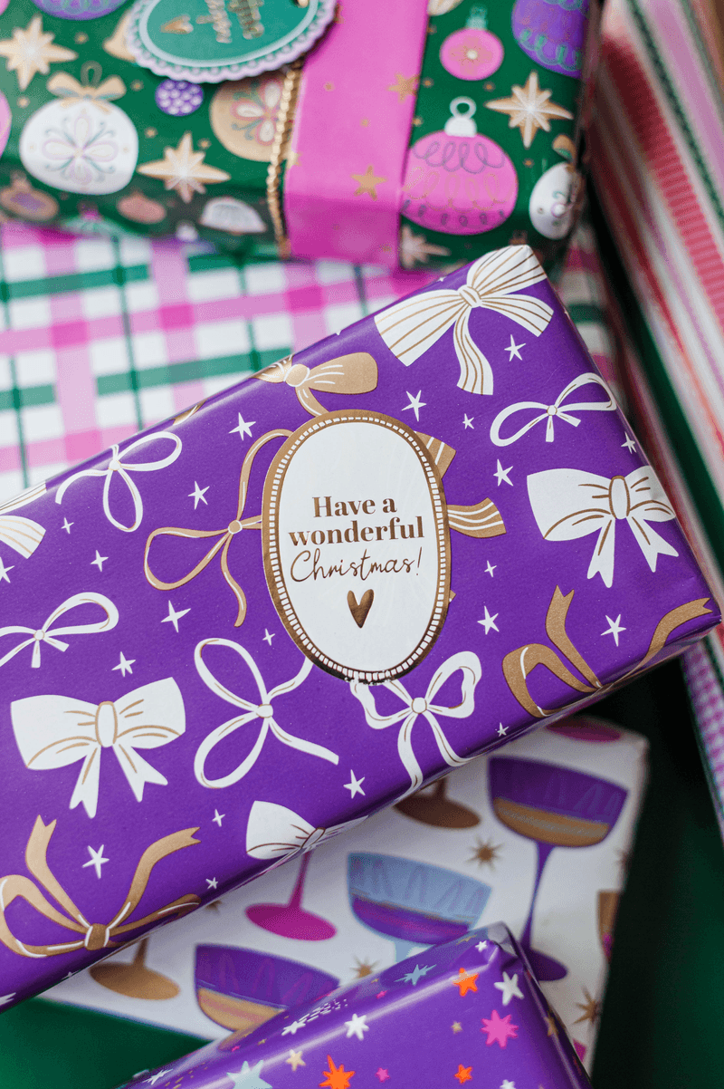Cadeaupapier Kerst strik paars - Afbeelding 3
