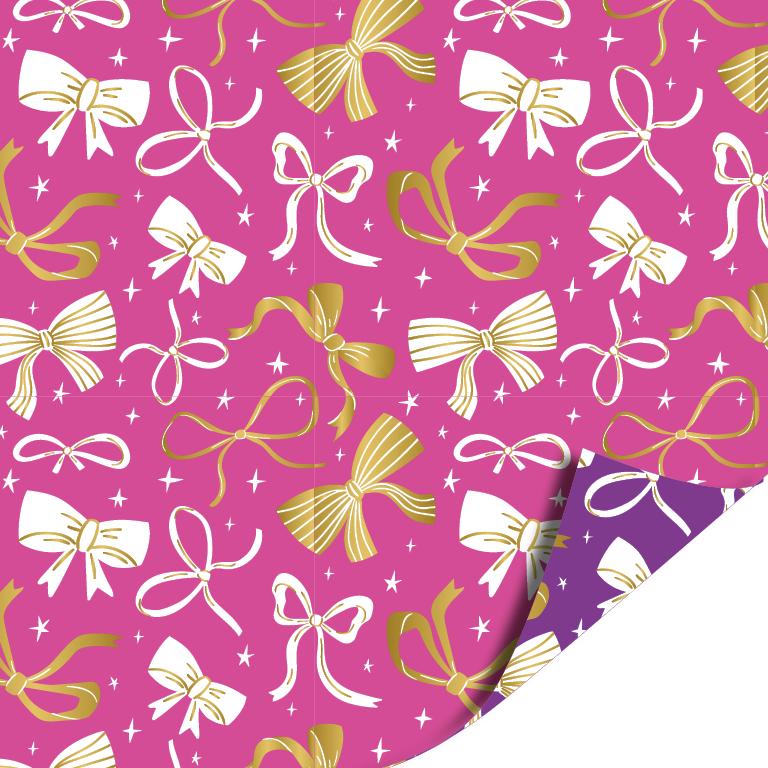 Cadeaupapier Kerst strik paars - Afbeelding 2