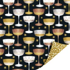 Cadeaupapier Kerst champagne zwart