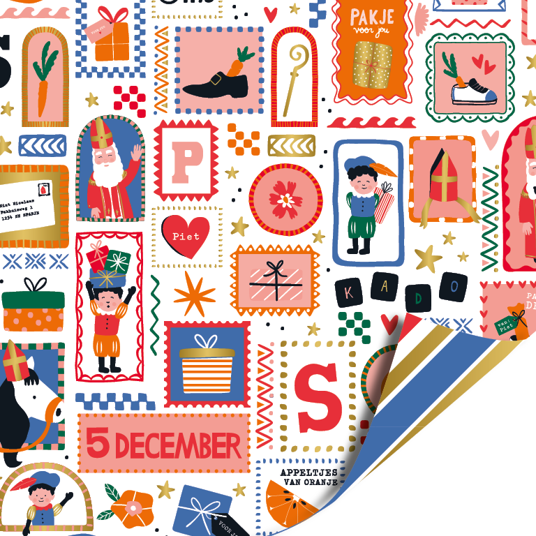 Cadeaupapier Sinterklaas vrolijk