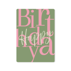 Groene kaart met afgeronde hoeken en de tekst Happy Birthday