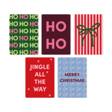 Pakket Kerstkaarten kleur - 5 stuks met vijf verschillende vrolijke en kleurrijke kerstkaarten. Inclusief envelop en extra voordelig uit de Goed Faut kerstcollectie.