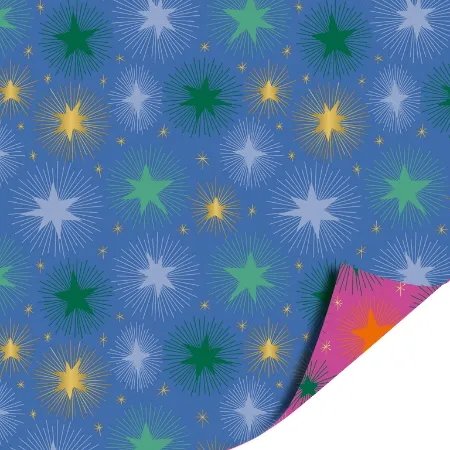 Blauw papier met gekleurde sterren