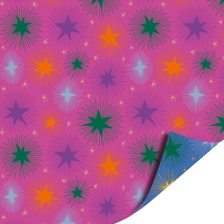 Cadeaupapier Kerst sterren blauw - Afbeelding 2